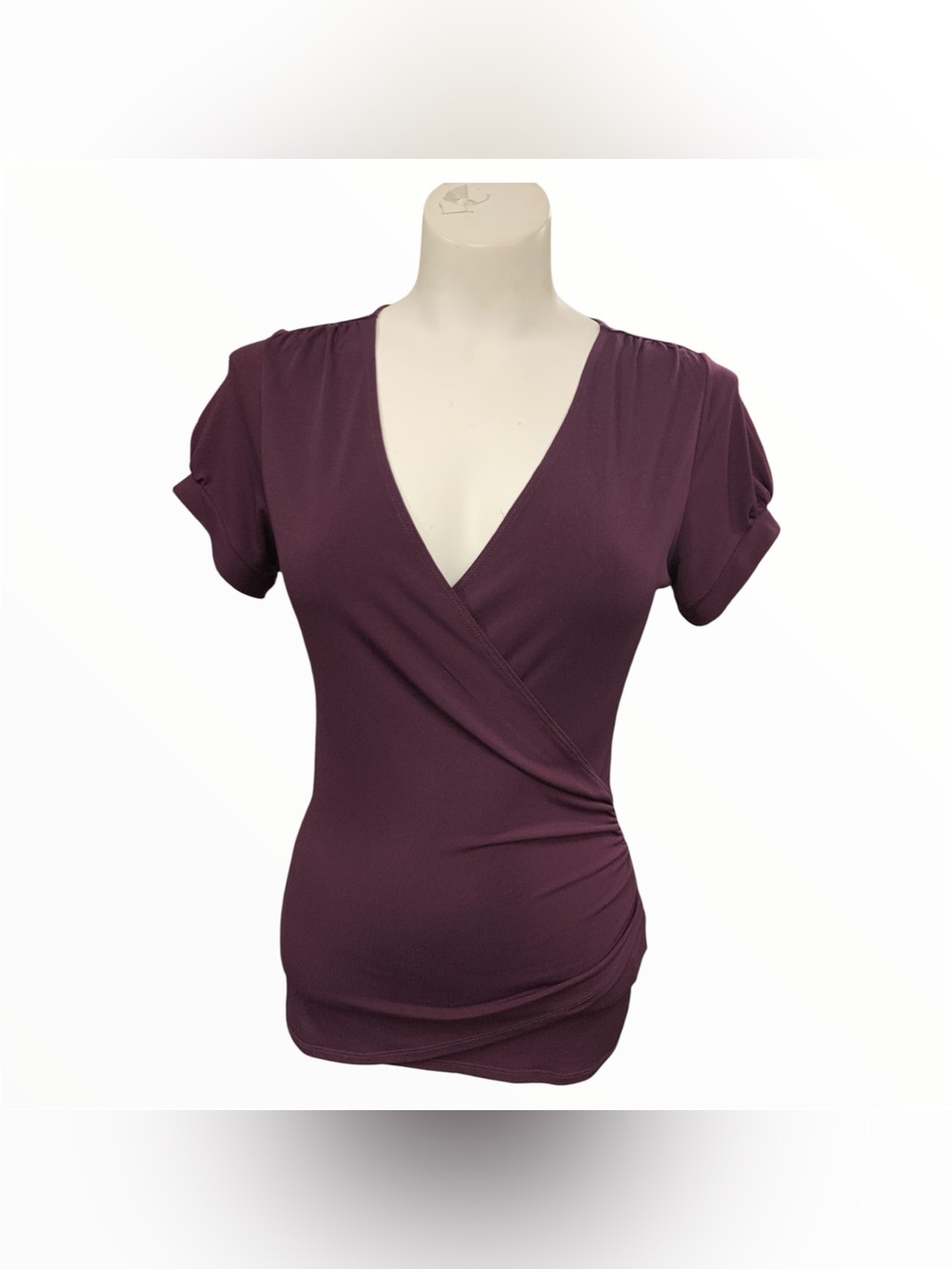 Ricki's Deep Plum Wrap-Style V-Neck Top Size S